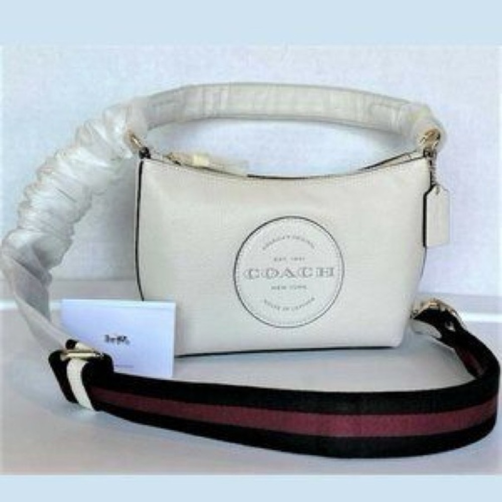 COACH Dempsey Shoulder Bag Chalk Pebble Leather Coach Patch C2829
